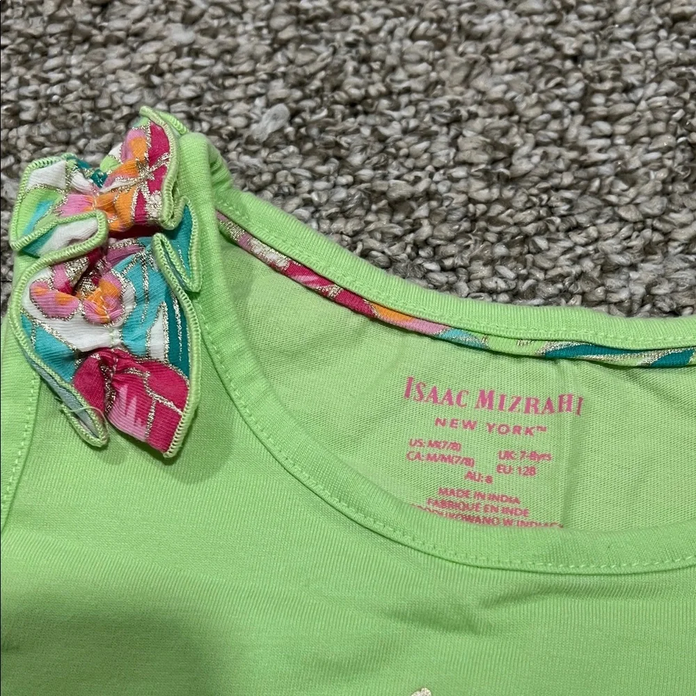 Isaac Mizrahi Green Tank Top with Pineapple Design 7-8Y